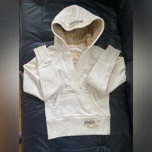 GUC Size S Cream Hollister Pullover Sweatshirt w/Faux Sherpa-lined Hood. Cute!!!